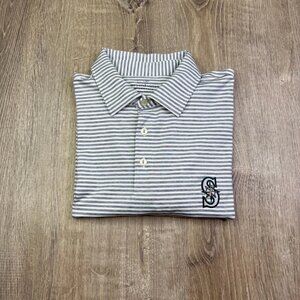 Vineyard Vines Mens Gray Short Sleeve Stretch Striped Golf Polo Shirt Size L